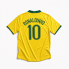 Maglia Brasile Home 2006 Ronaldinho numero 10 retro giallo con dettagli verdi