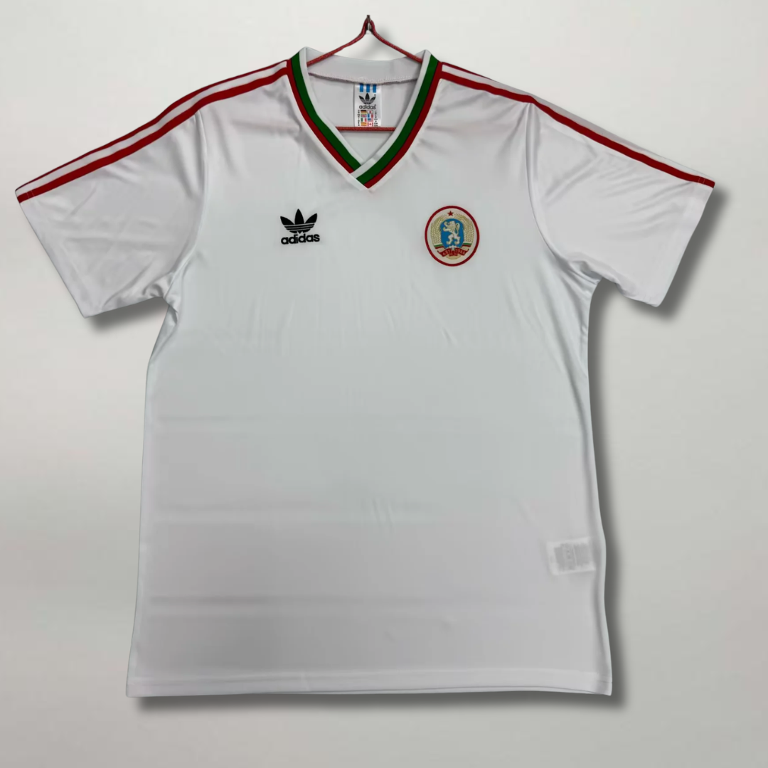 Maglia Bulgaria Home 1986 bianca Adidas con strisce rosse e dettagli verdi
