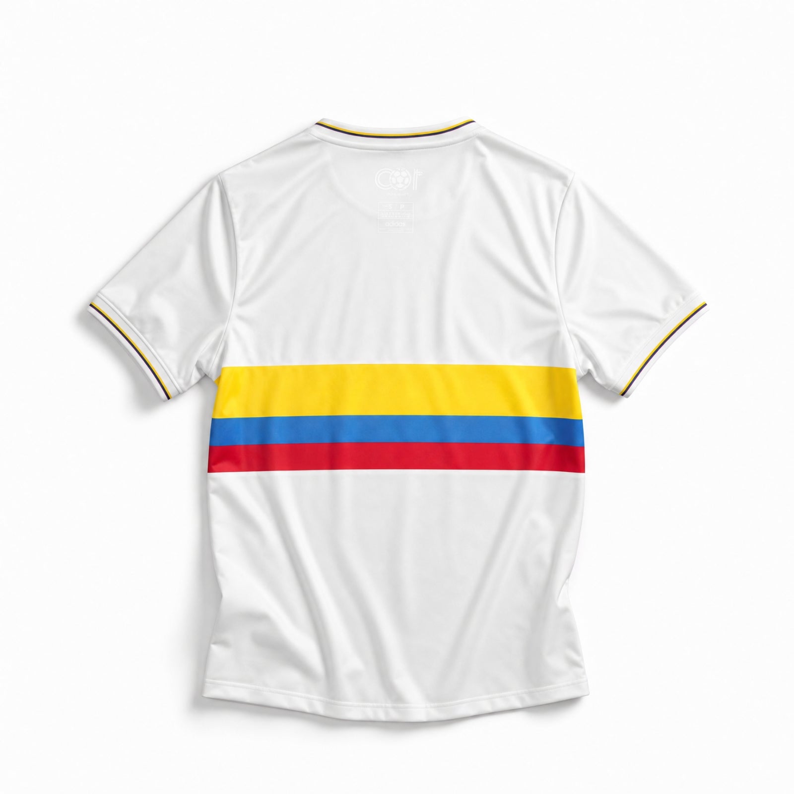 Maglia Colombia anniversario retro vista posteriore design pulito bianco