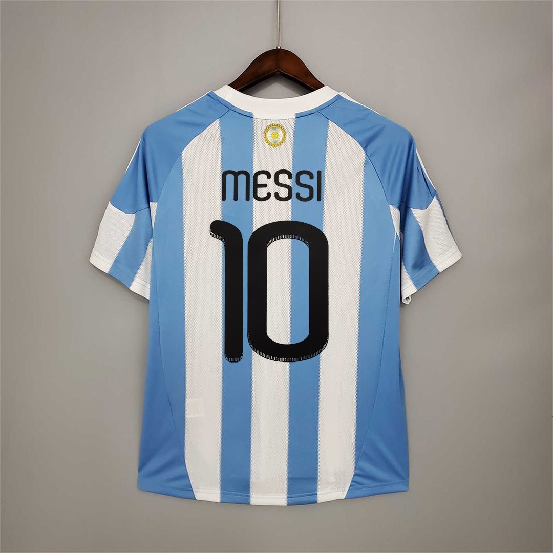 Maglia Messi Argentina Home 2010 numero 10 strisce bianche azzurre retro