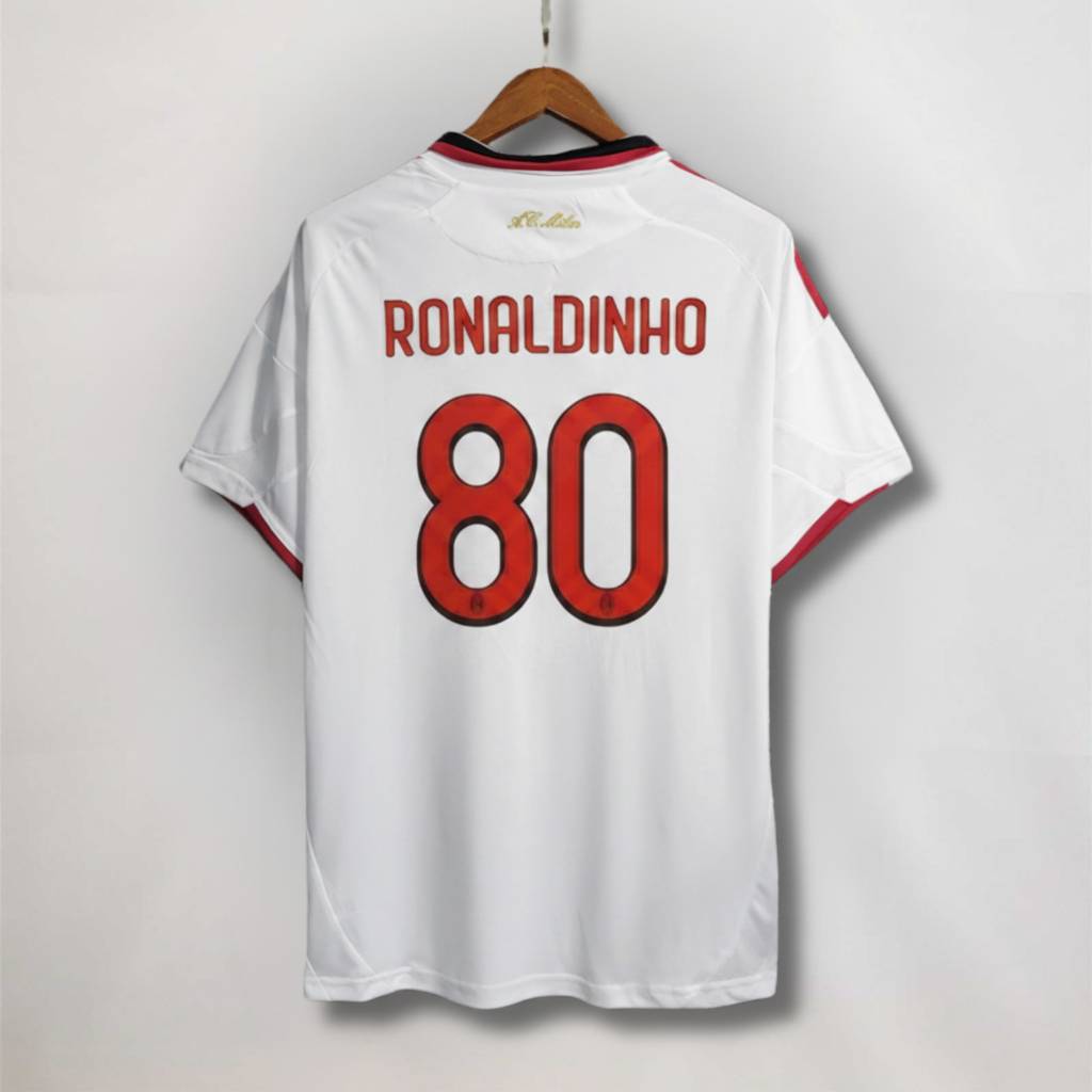 Maglia Milan Away 2009/10 Ronaldinho numero 80 retro bianco con nome