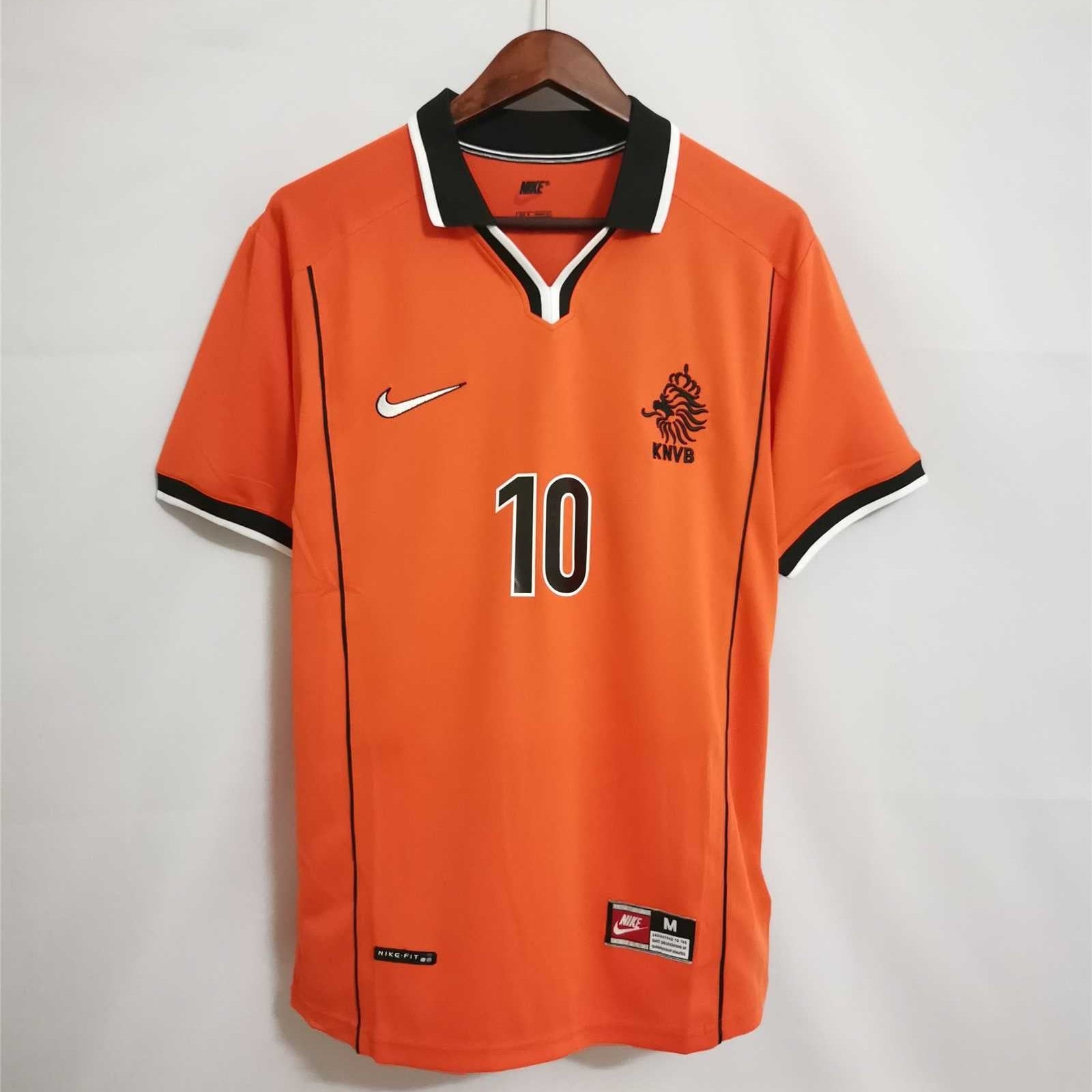Maglia Olanda 1998 home con numero 10 frontale