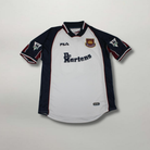 Maglia West Ham 1999/00 away bianca con dettagli granata e blu vista frontale