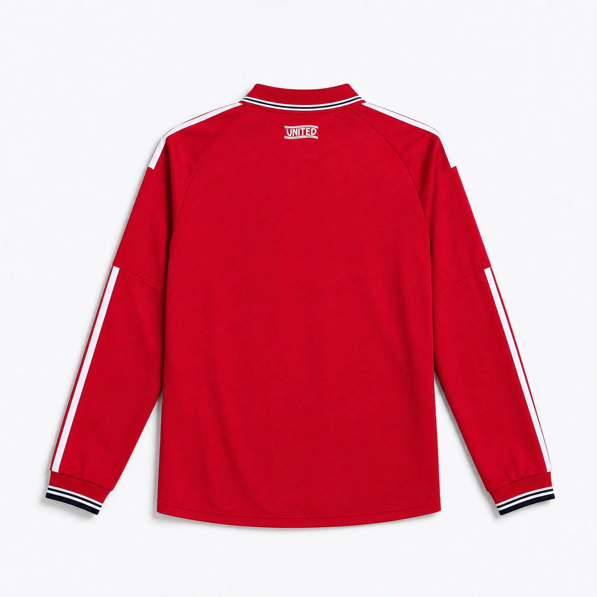 Maglia Manchester United 2026/27 manica lunga vista posteriore dettaglio maniche bianche