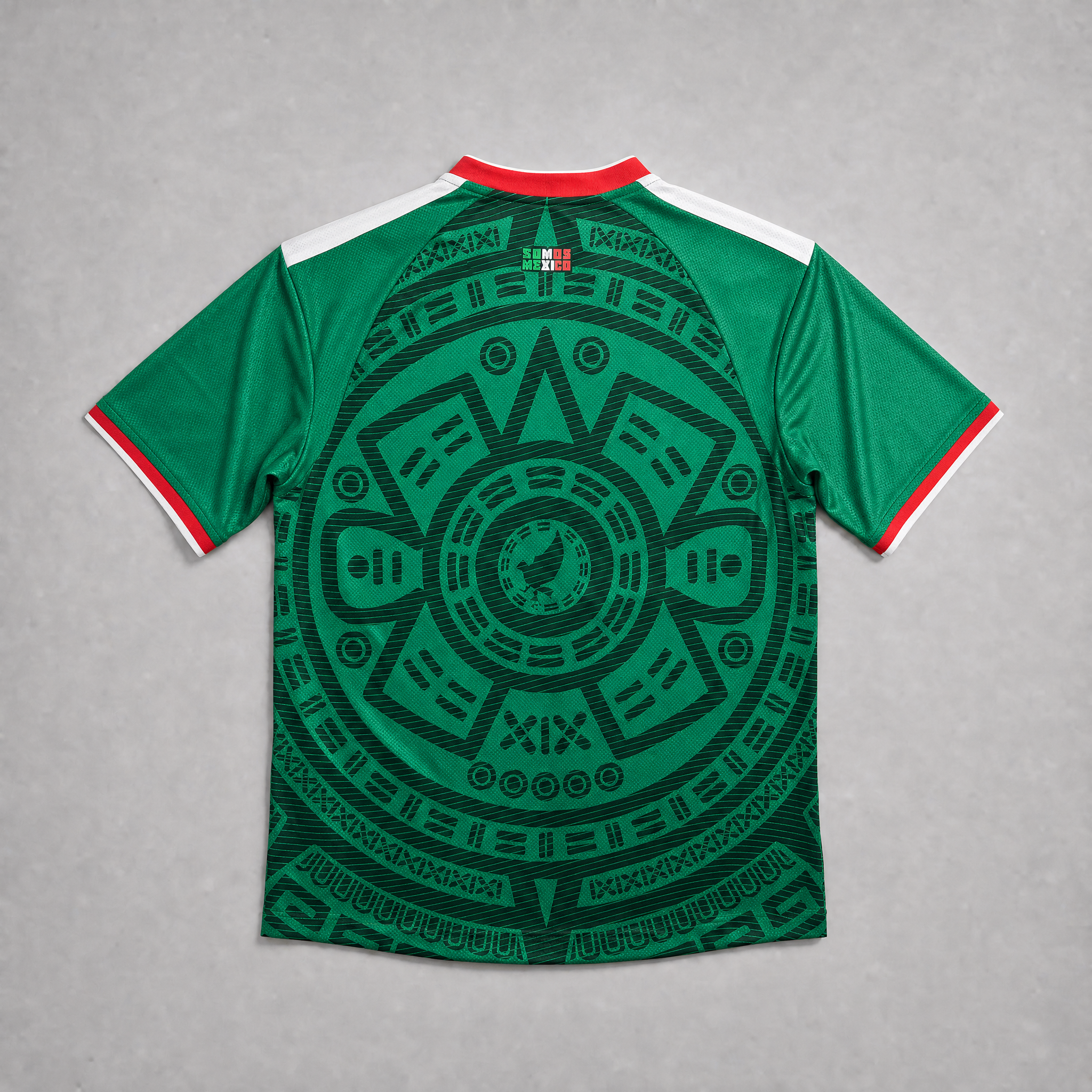 Mexico Maglia Home 2026 World Cup vista posteriore con motivo decorativo geometrico verde
