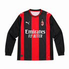 Maglia home manica lunga Milan 2026/27 vista frontale strisce rosso-nere