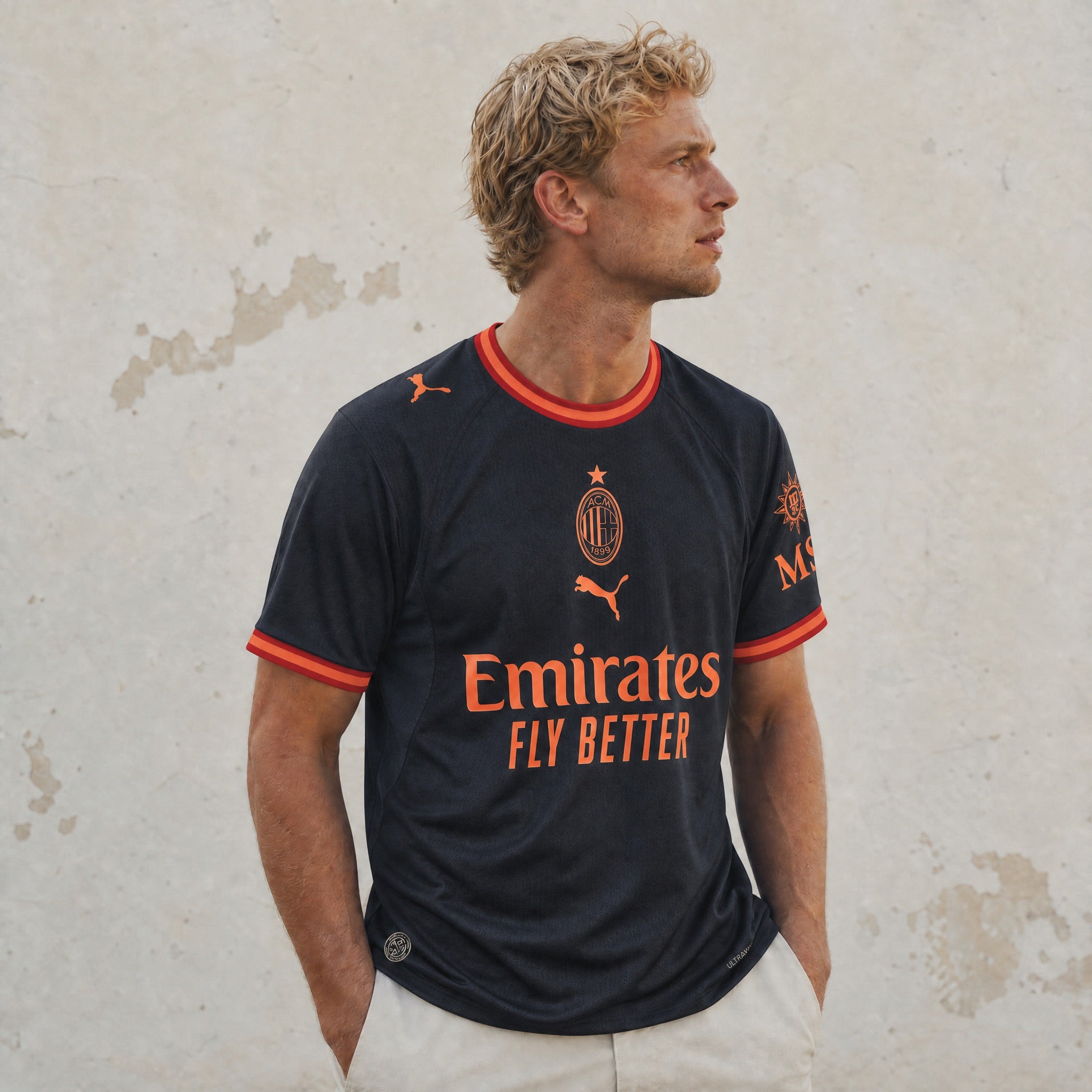 Maglia third Milan 2026/27 vista frontale colore blu notte con dettagli a contrasto