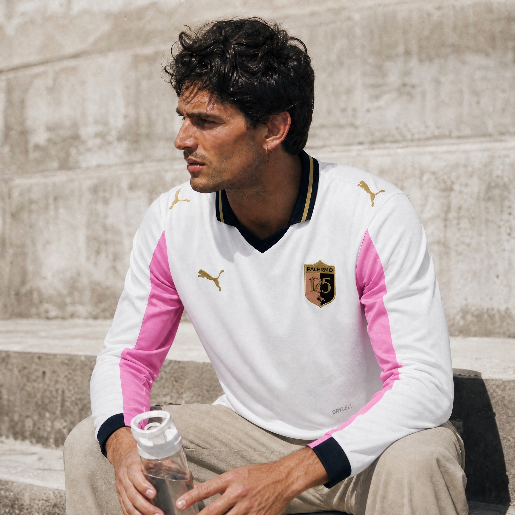 Palermo jersey 125° anniversario 2025 bianca e rosa a manica lunga