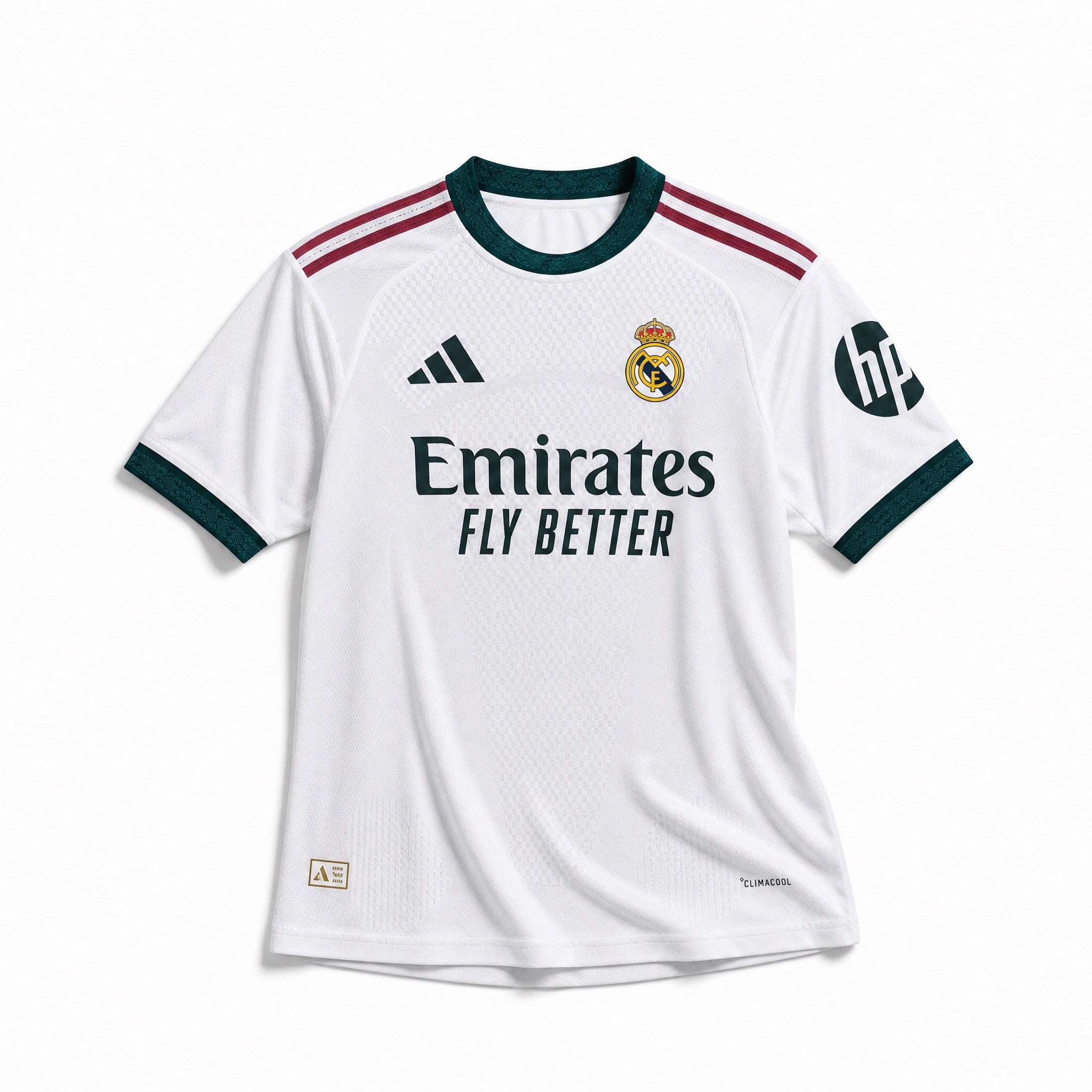 Maglia home Real Madrid 2026/27 vista frontale colore bianco su manichino