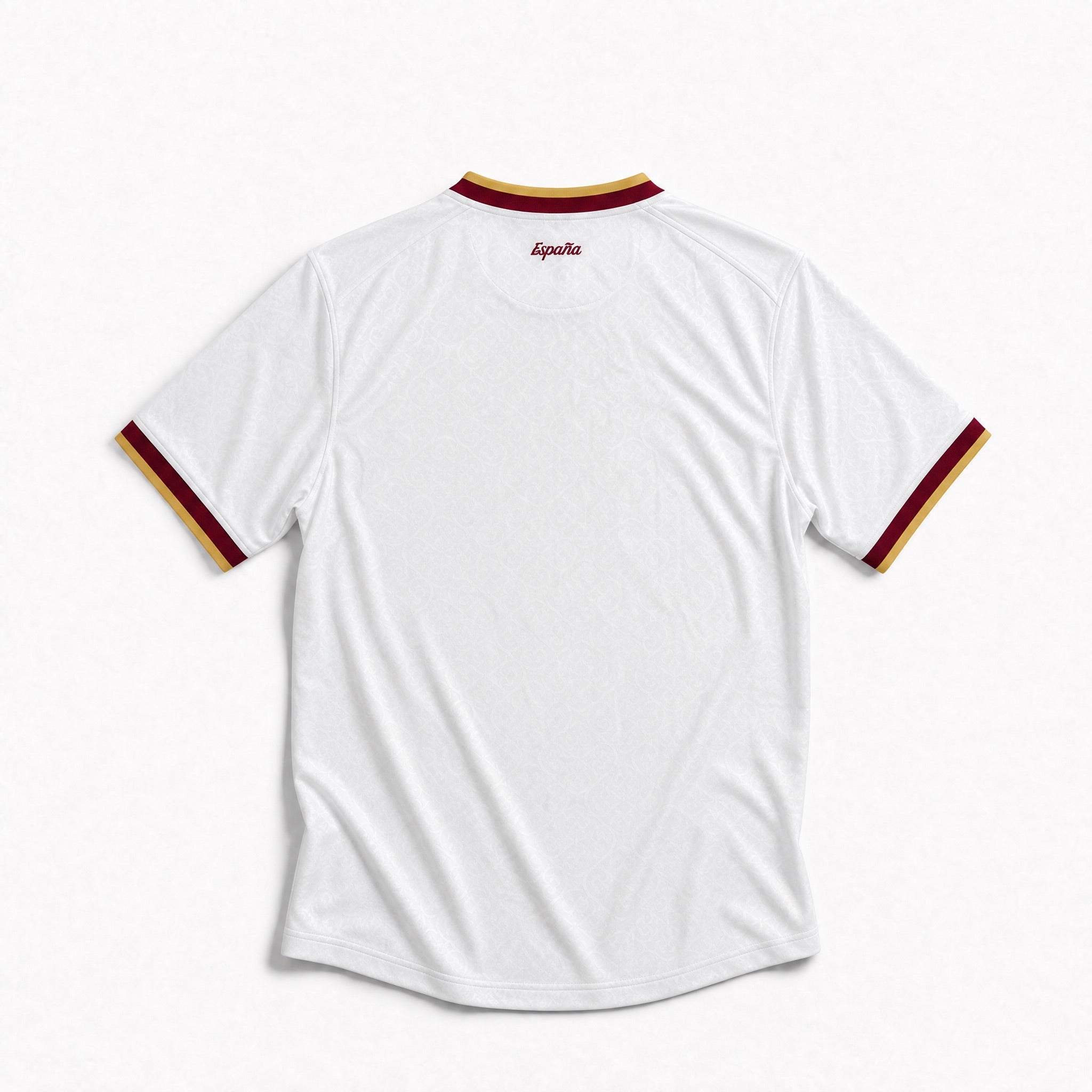 Retro della maglia chiara da trasferta della nazionale spagnola 2026 con finiture sulle maniche