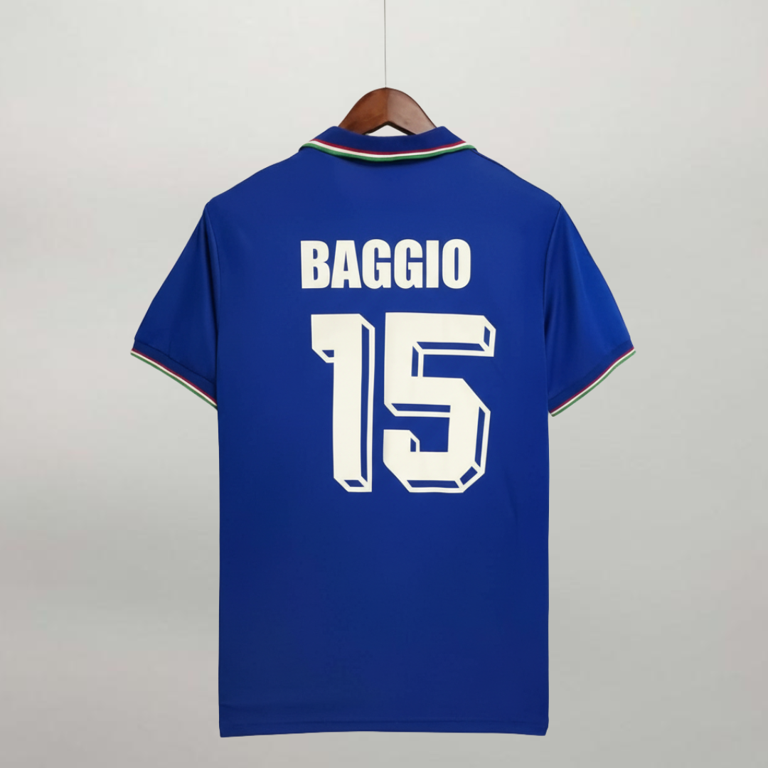Retro maglia azzurra Italia 1990 Baggio numero 15 bianco con stile originale