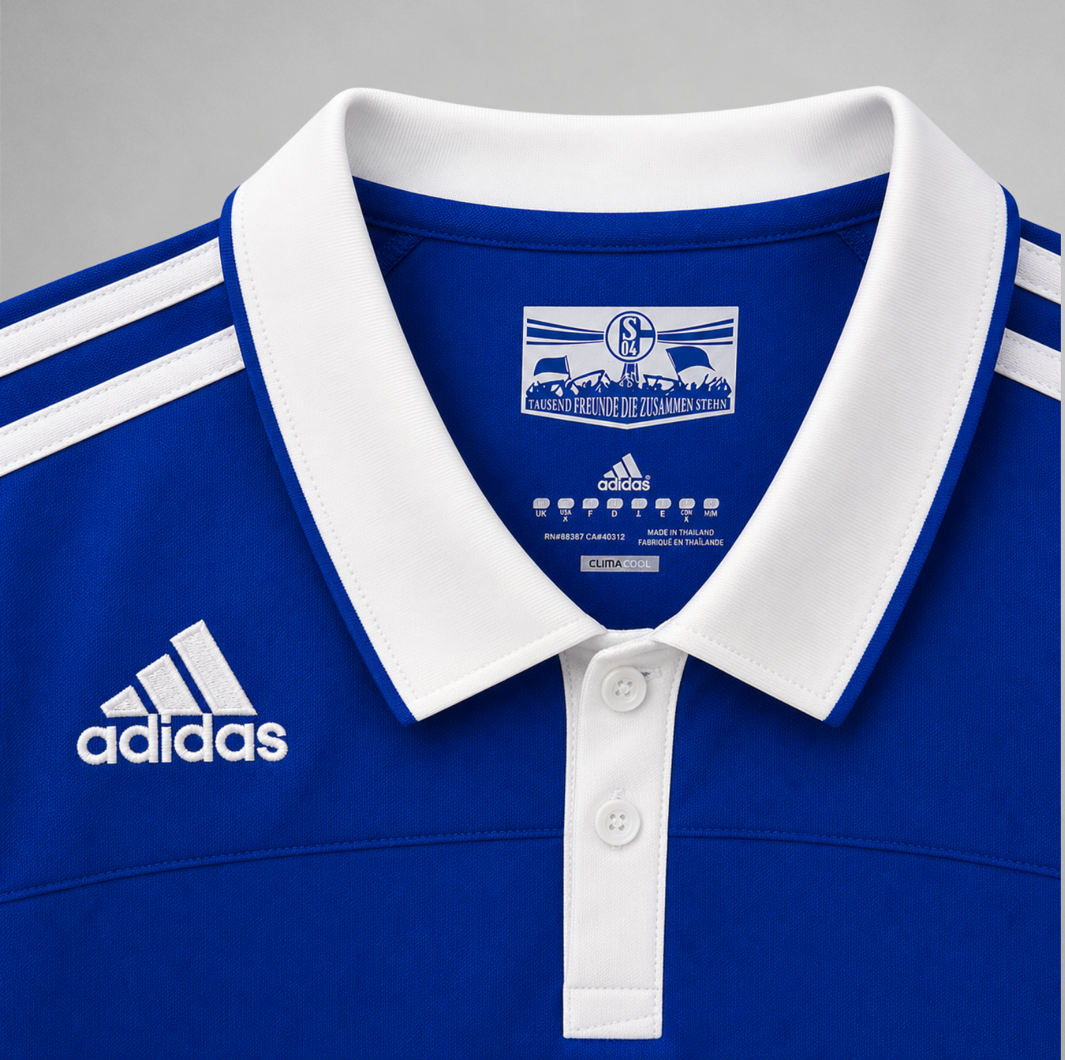 Dettaglio colletto Schalke 04 maglia home 2010/11 vintage