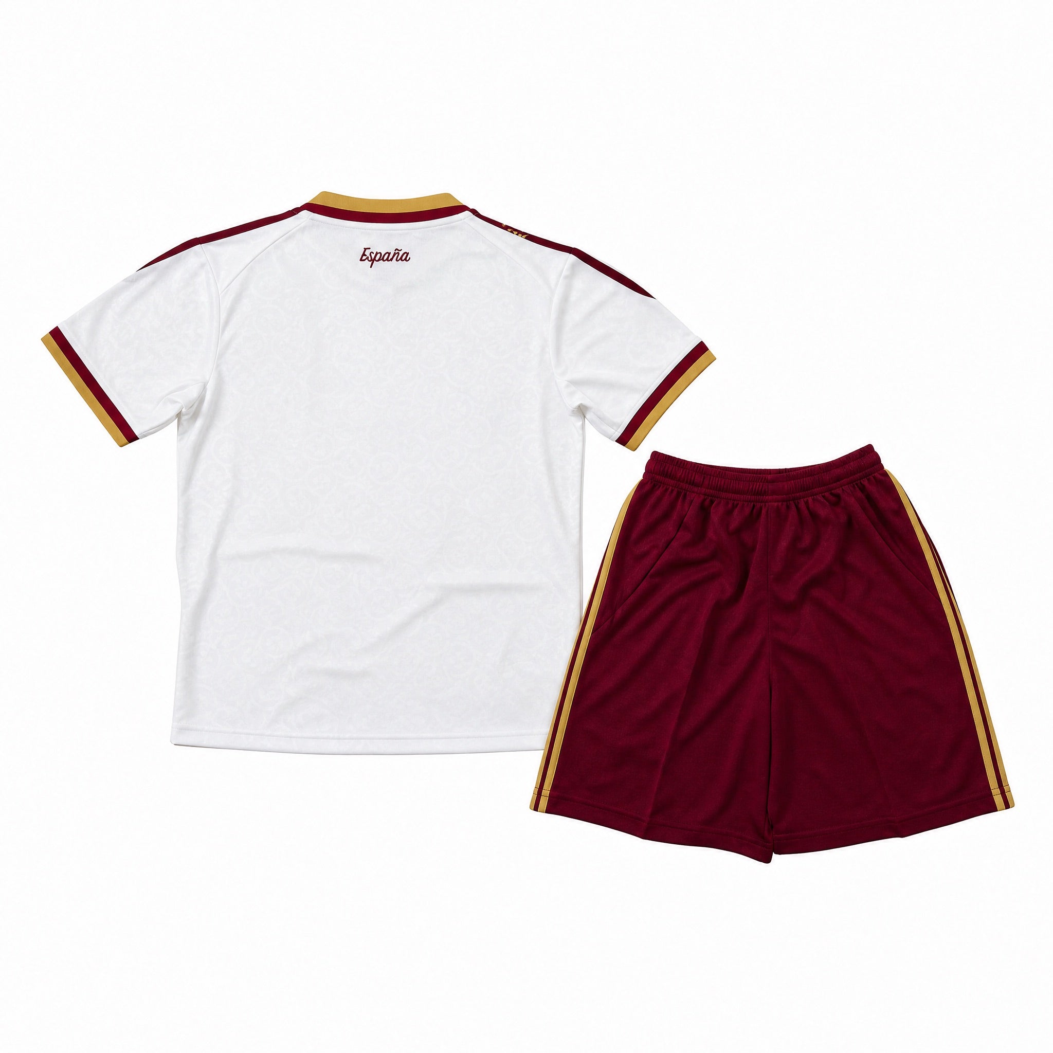 Retro del Completo Away Bambino Spagna 2026 con maglia e pantaloncini coordinati.