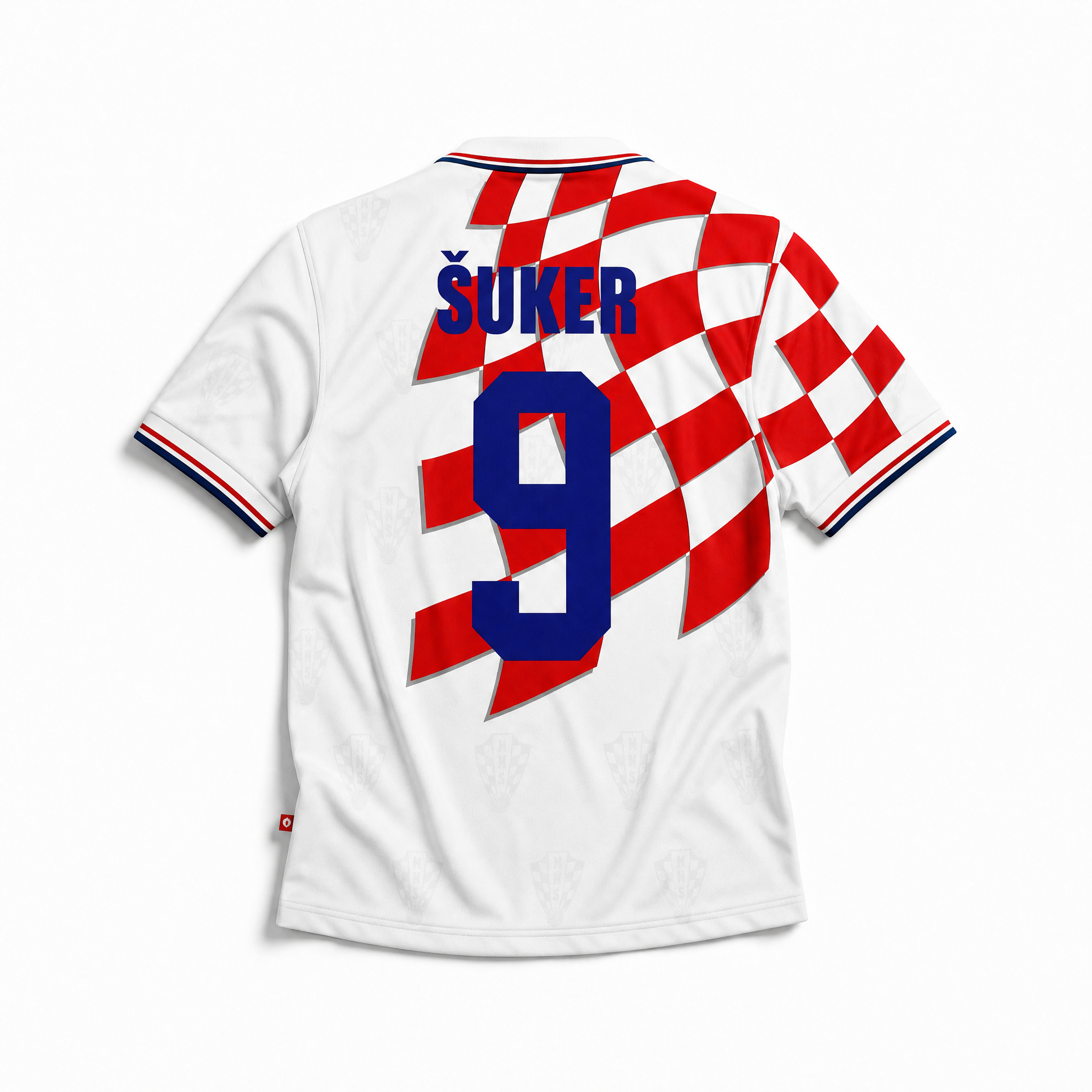 Suker Maglia Croazia 1998 retro vista posteriore design checkered