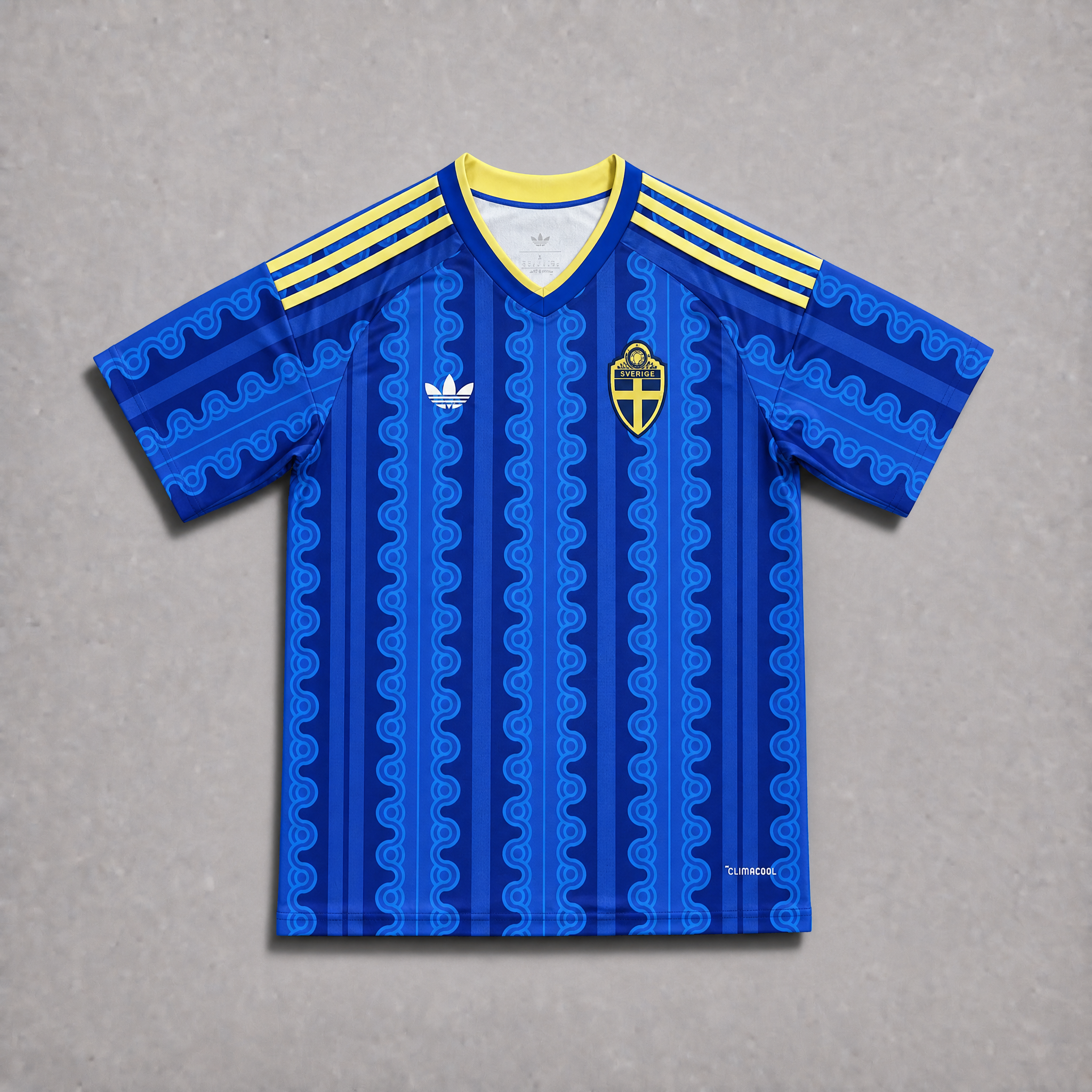Svezia maglia away 2026 World Cup vista frontale design minimal scandinavo