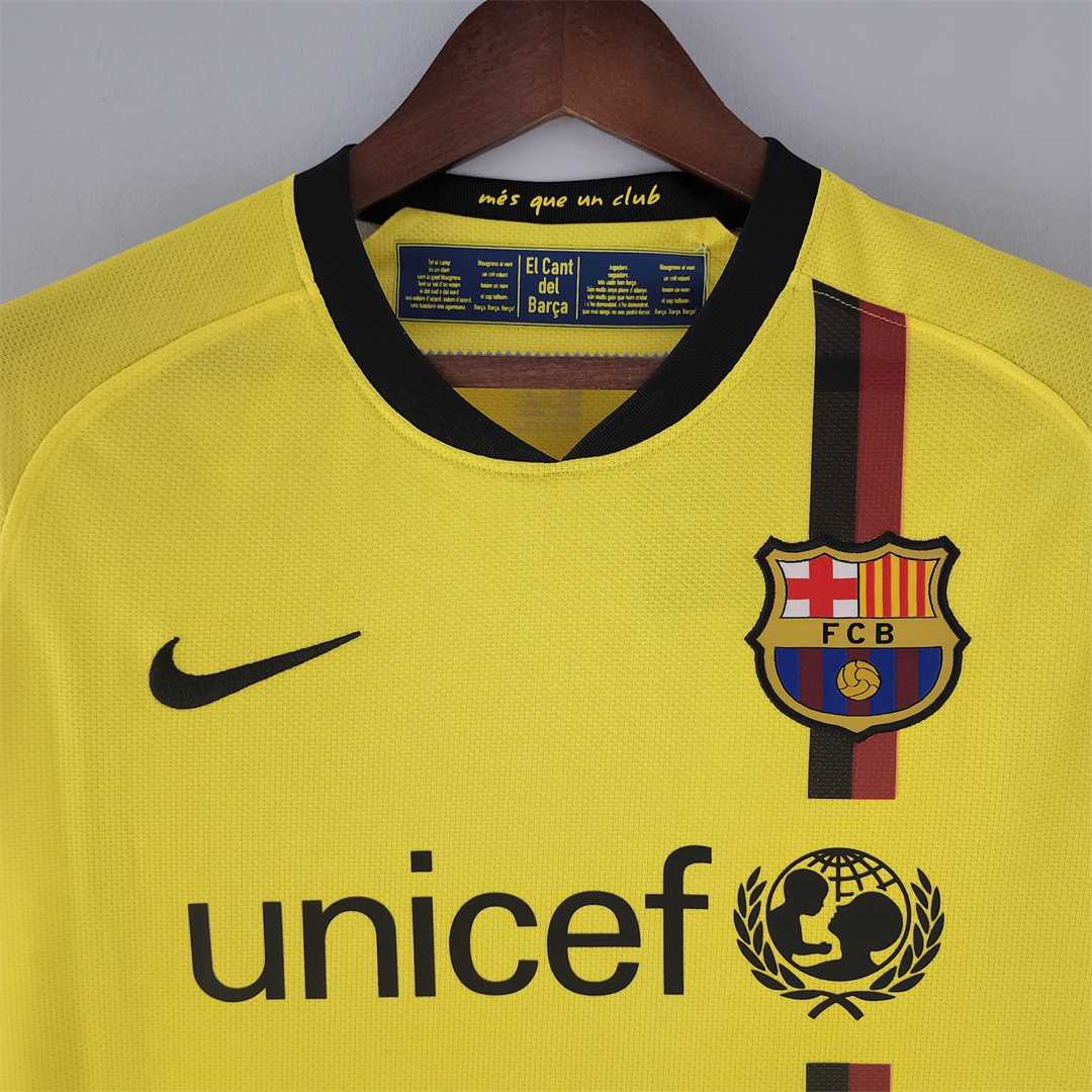 Tessuto maglia Barcellona 2008/09 away maniche lunghe gialla
