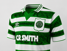 Dettaglio colletto verde maglia Celtic rétro