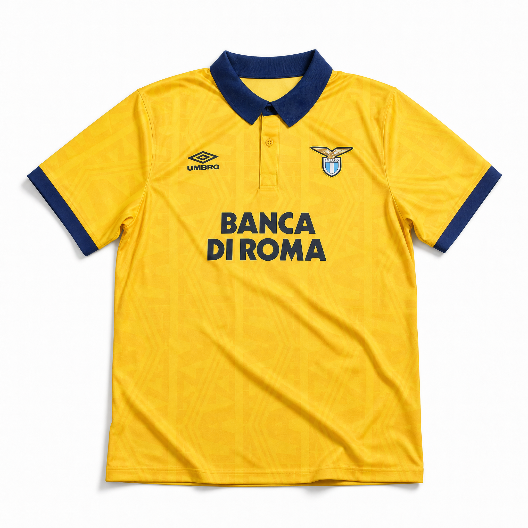 Maglia Lazio Away 1993/94 gialla con dettagli blu vista frontale