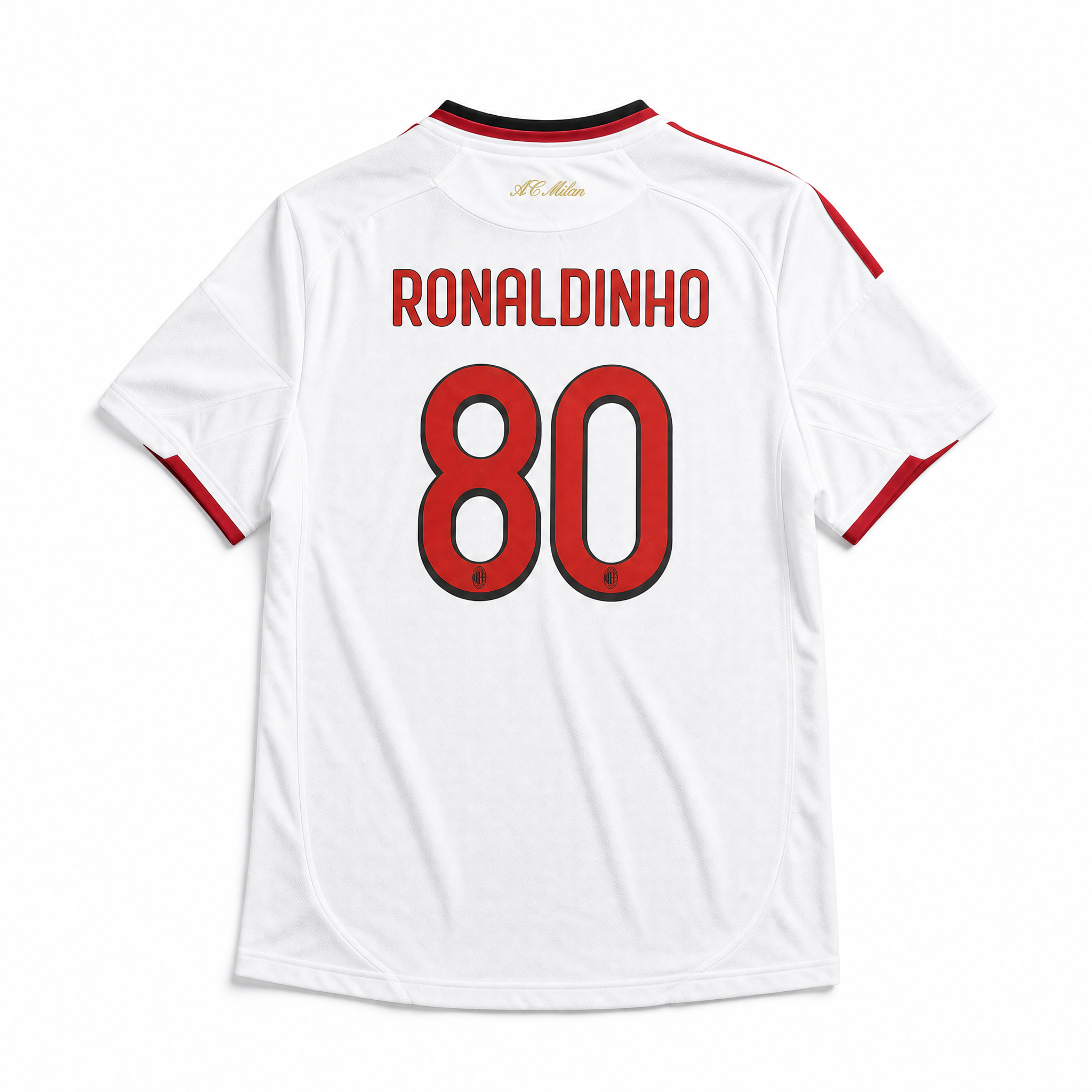 Maglia Milan Away 2009/10 Ronaldinho numero 80 retro bianco con nome