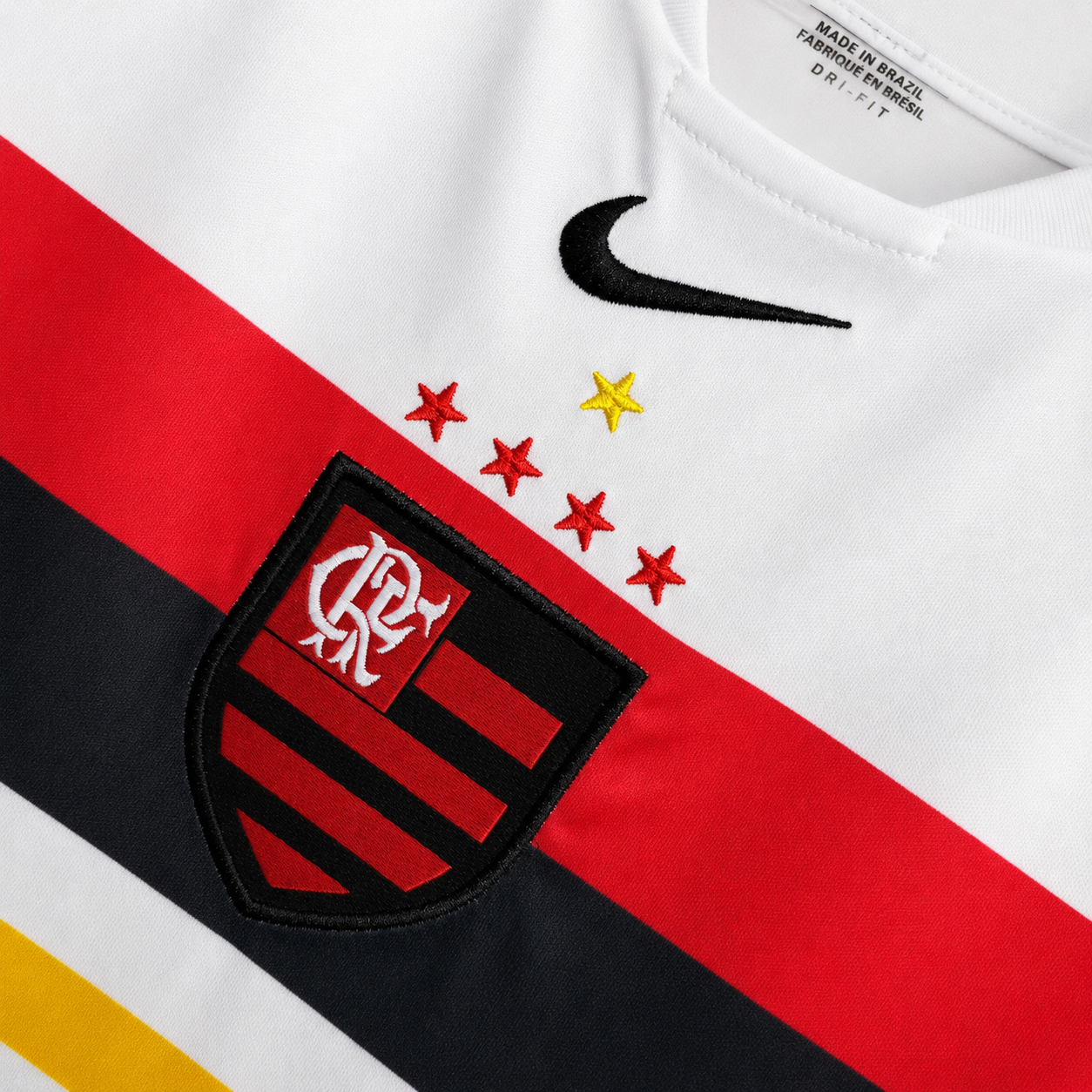Flamengo maglia away 2002/03 bianca con banda rossonera frontale