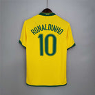 Maglia Brasile Home 2006 Ronaldinho numero 10 retro giallo con dettagli verdi