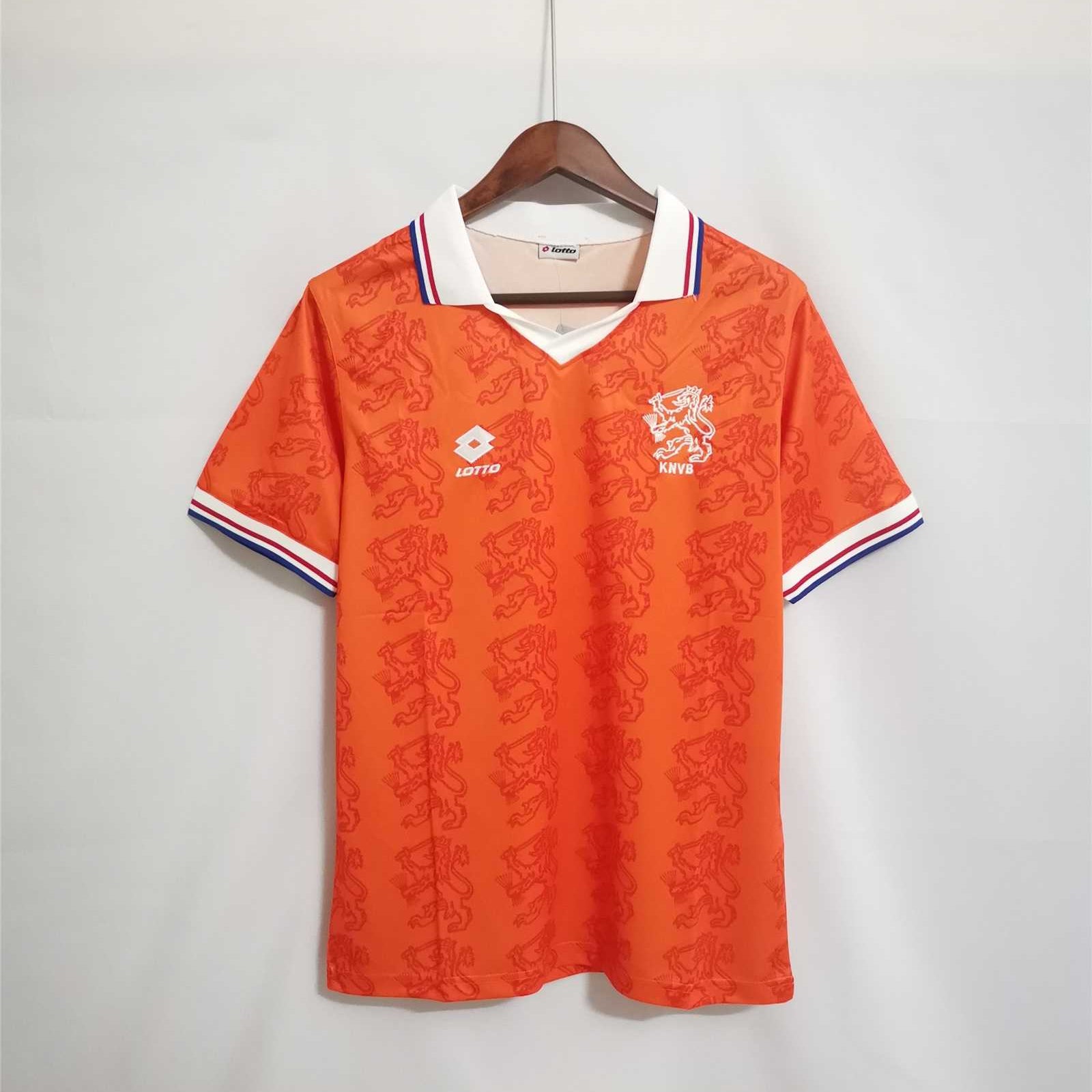 Maglia Olanda 1995 home arancione Lotto vista frontale stemma KNVB