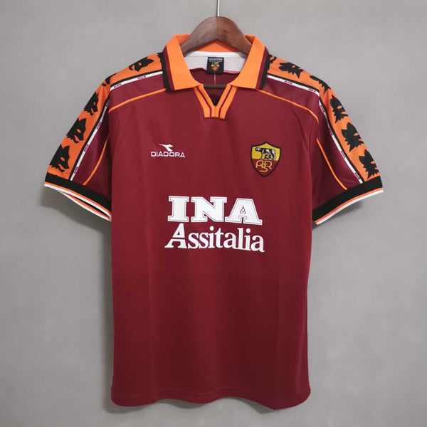 Maillot Rétro AS Roma Extérieur 1998-1999, Taille L, Blanc/orange/noir